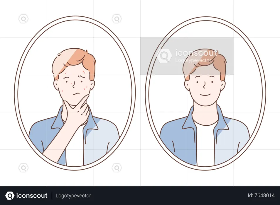 Facial cleaning process for clean face  Illustration