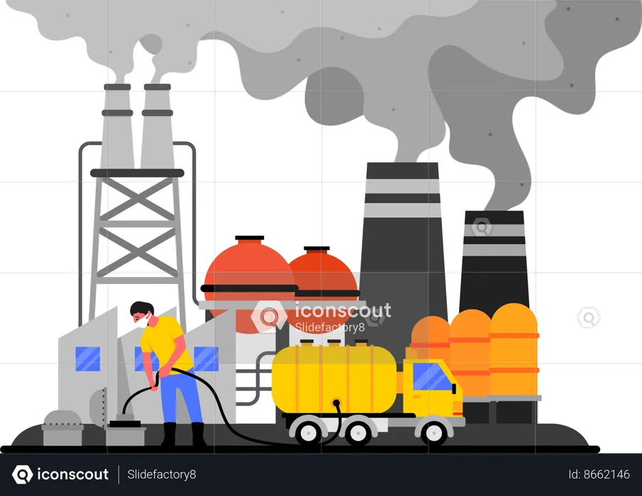Factories causing pollution  Illustration