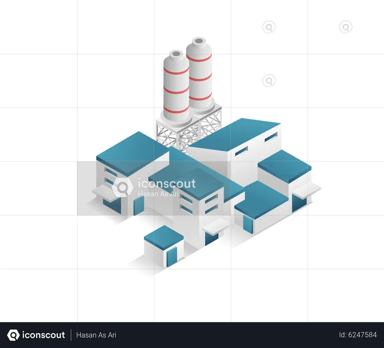 Factory building with big gas cylinder  Illustration