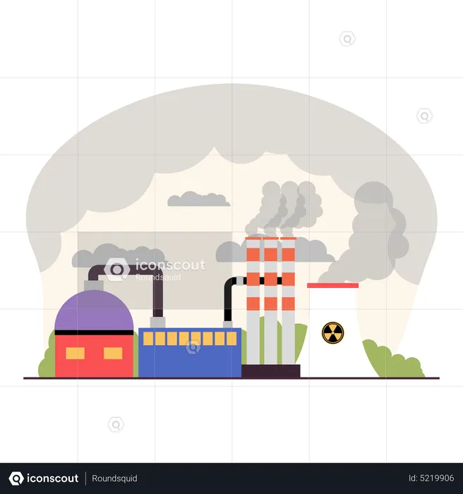 Factory release harmful gases into atmosphere  Illustration