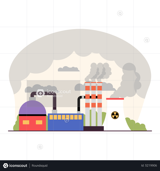 Best Premium Factory release harmful gases into atmosphere Illustration ...