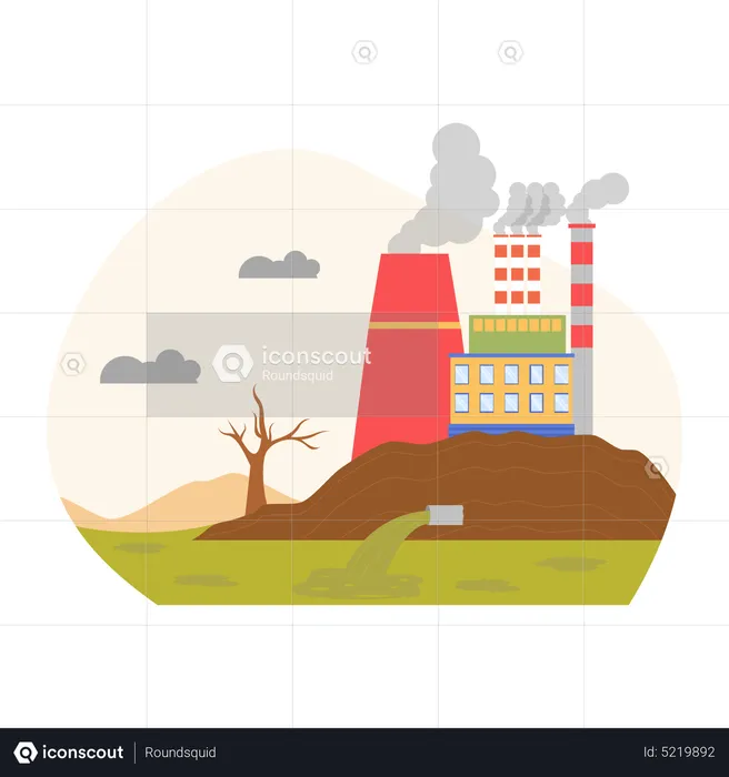 Factory release waste in water  Illustration