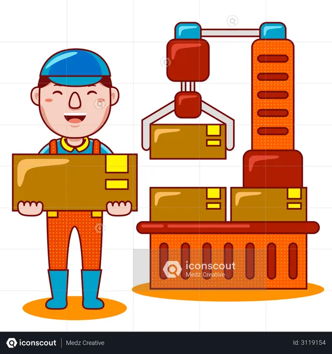 Best Premium Factory Worker Illustration download in PNG & Vector format