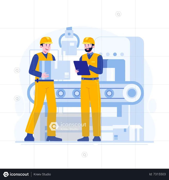 Factory worker doing inspection  Illustration