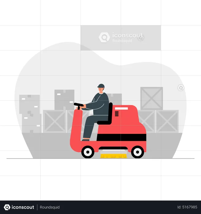 Factory worker driving vehicle  Illustration