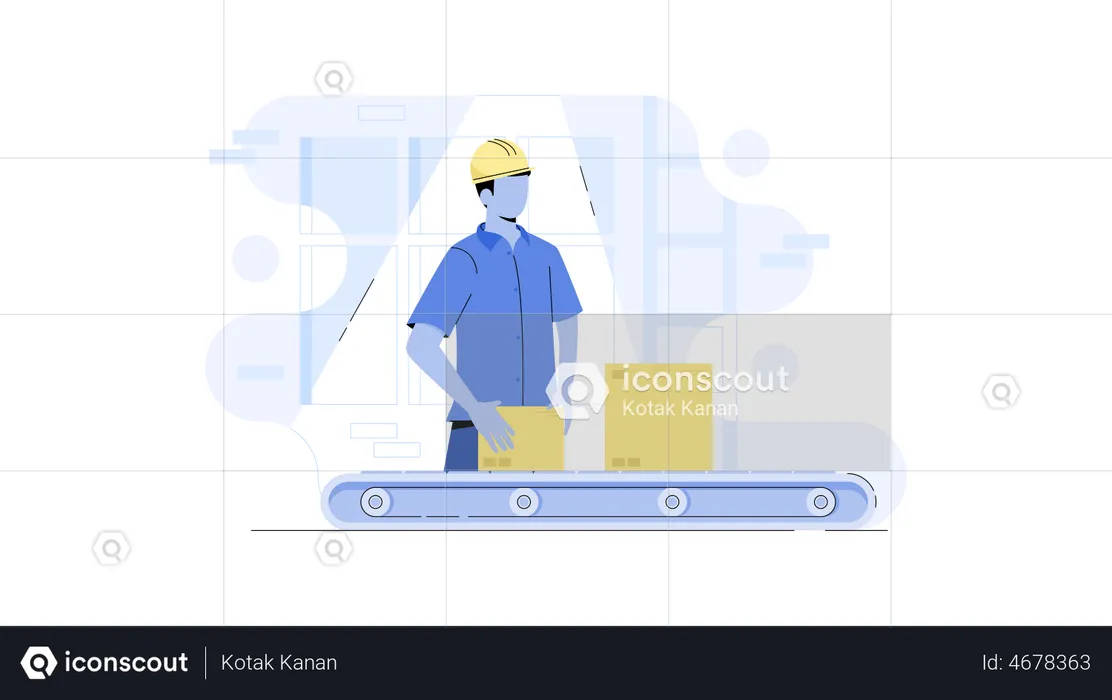 Factory worker working in production line  Illustration