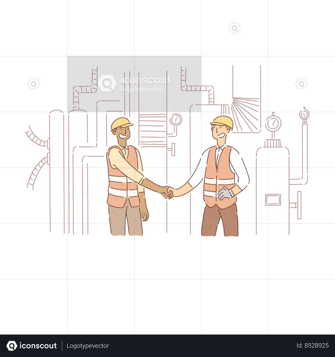 Factory Workers Shaking Hands  Illustration