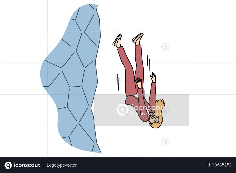 Fail businesswoman falling off cliff  Illustration