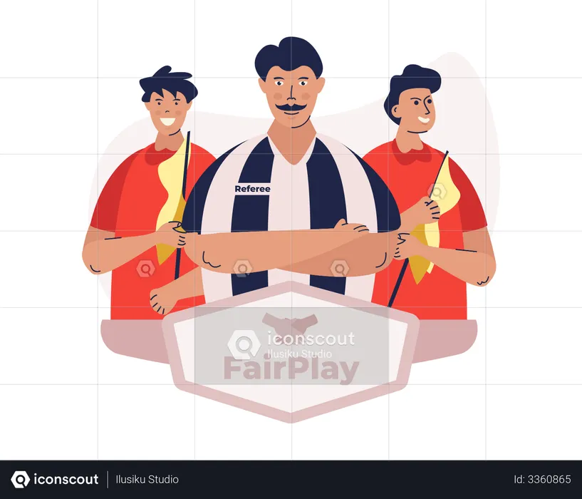 Fairplay-Kampagne mit Sportschiedsrichter-Charakter  Illustration