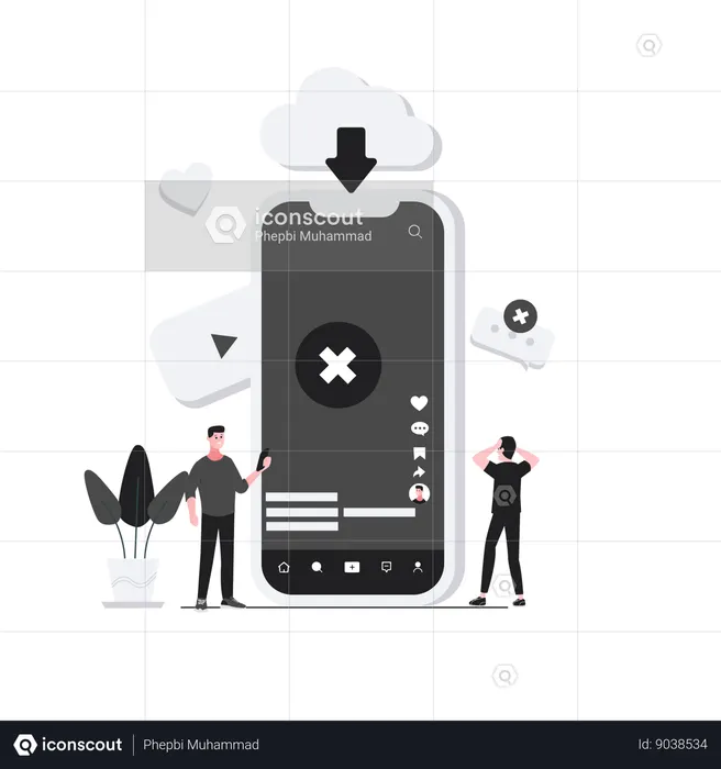 Falha no download da nuvem  Ilustração
