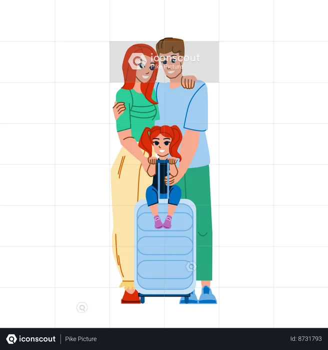 La familia esta viajando  Ilustración