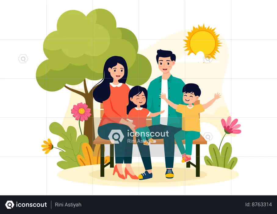 Familia feliz celebrando el día de los padres  Ilustración