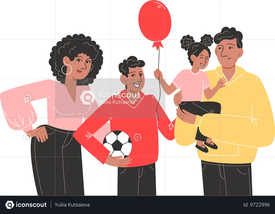 Familia feliz parada una al lado de la otra  Ilustración