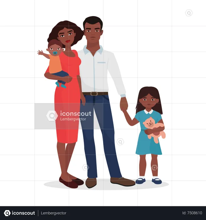 Familia feliz posando juntos  Ilustración