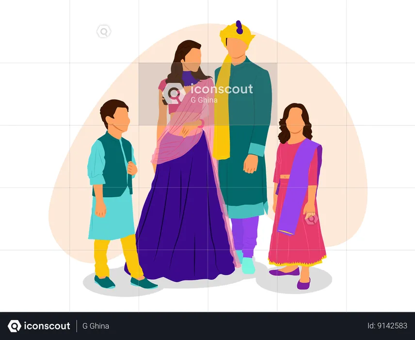 Família indiana comemora diwali  Ilustração