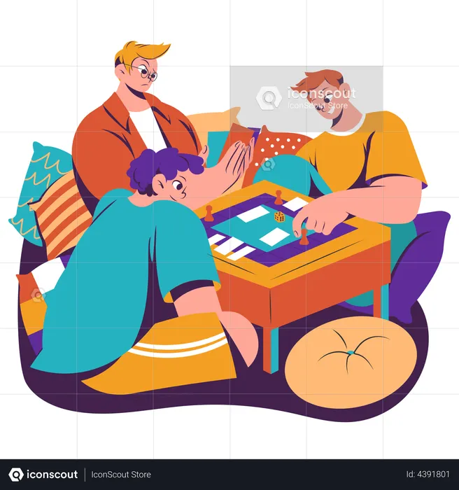Família jogando jogo de tabuleiro juntos  Ilustração