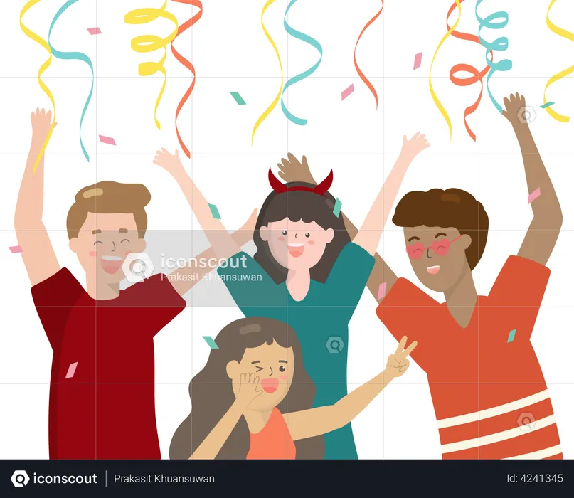 Familie feiert Party  Illustration