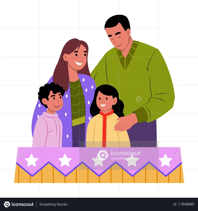 Familie mit gemischter Herkunft  Illustration