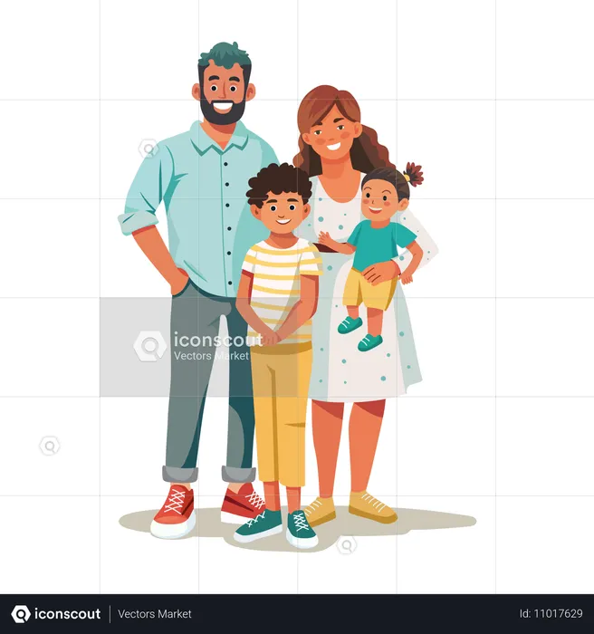 Familie steht zusammen  Illustration