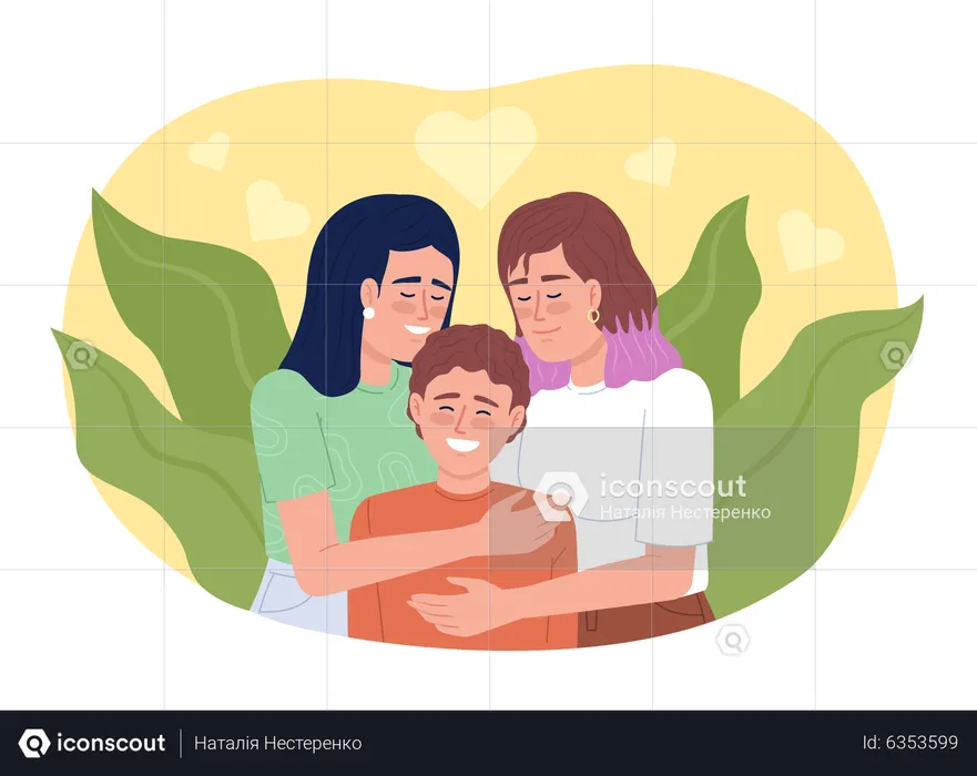 Dem Kind die Liebe der Familie zeigen  Illustration