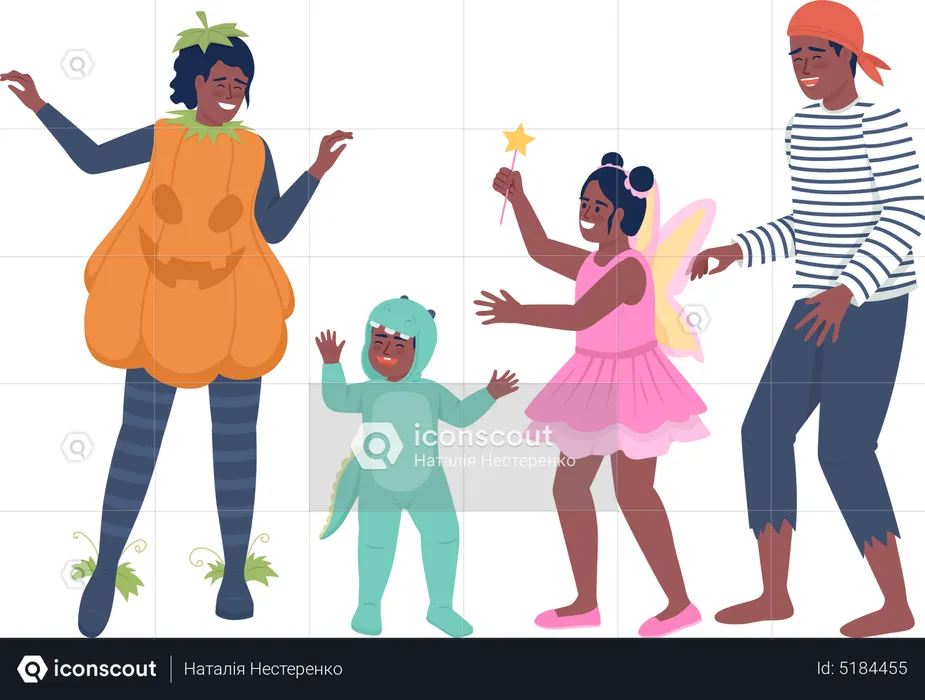 Familienmitglieder tanzen  Illustration