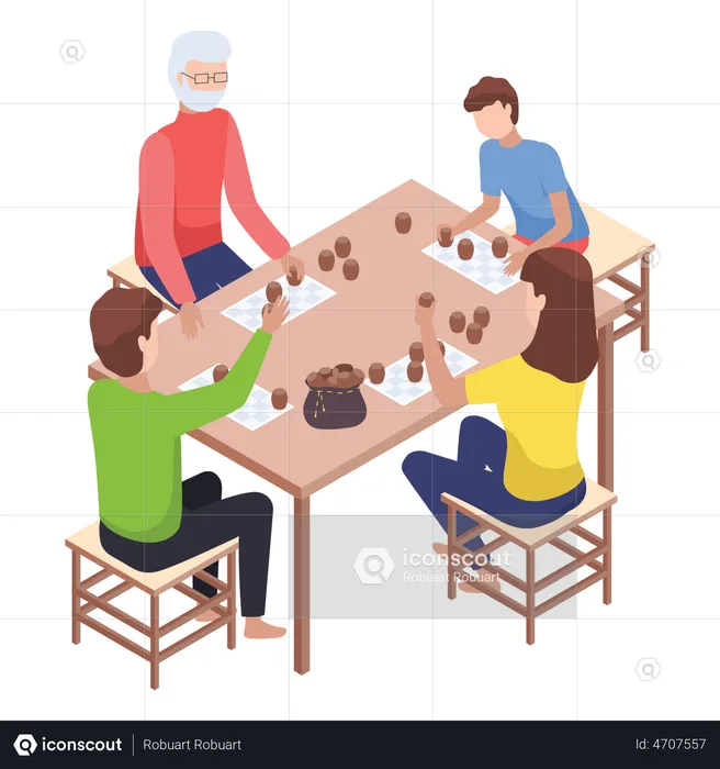 Familie spielt Spiel  Illustration