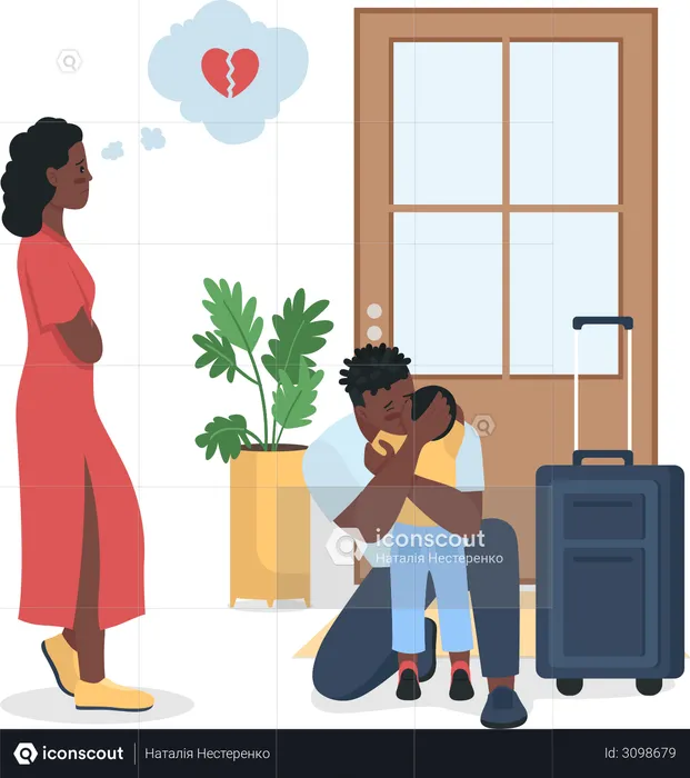 Famille afro-américaine en conflit  Illustration