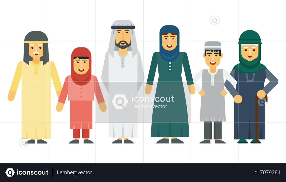 Famille arabe  Illustration