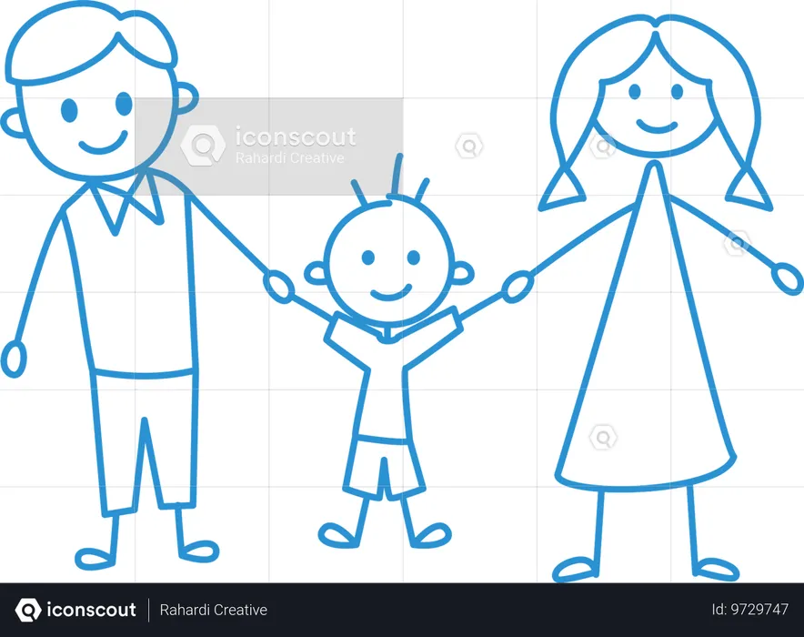 Famille debout ensemble  Illustration