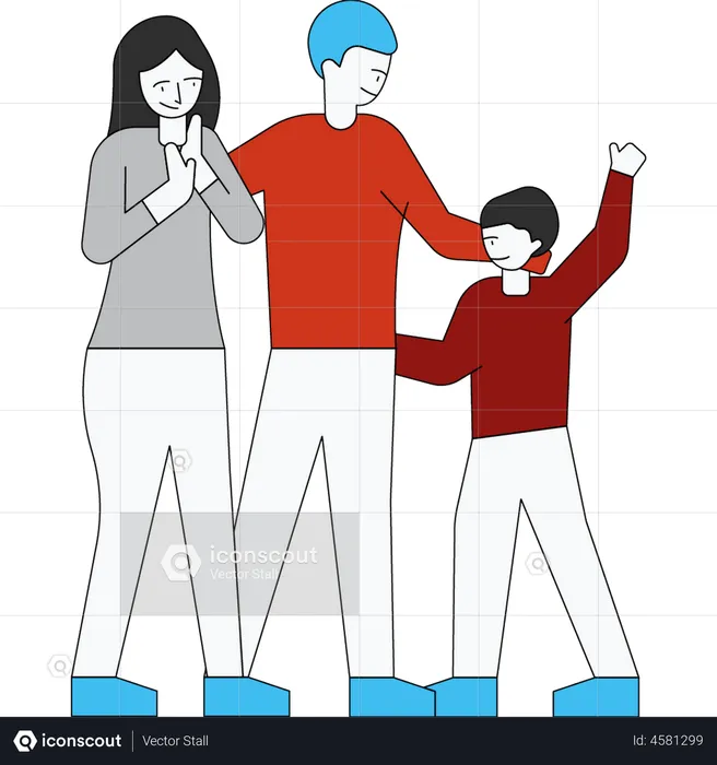 Famille debout ensemble  Illustration