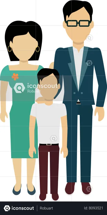 Famille heureuse, debout  Illustration