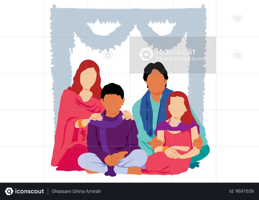 Famille indienne  Illustration