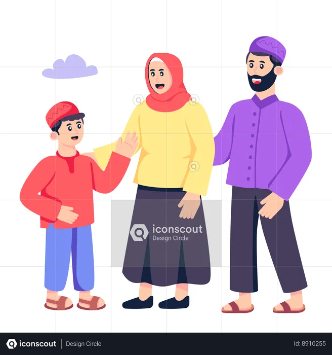 Famille musulmane célébrant la fête du ramadan  Illustration