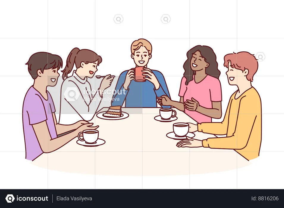 Family are having dinner together  Illustration