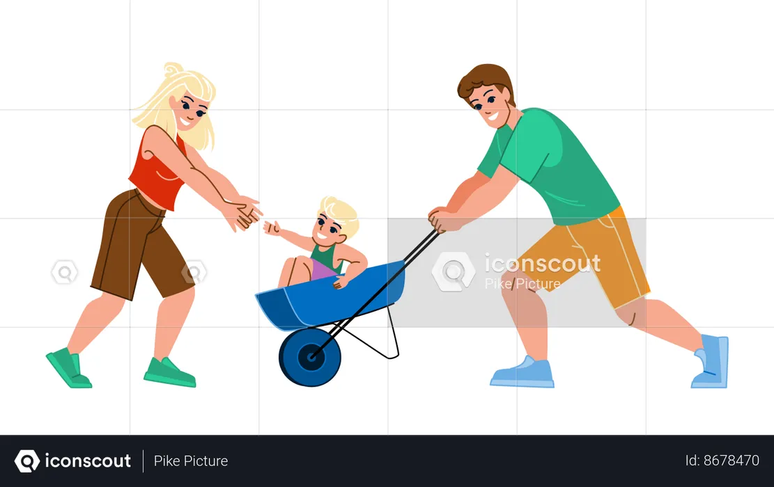 Family at garden  Illustration