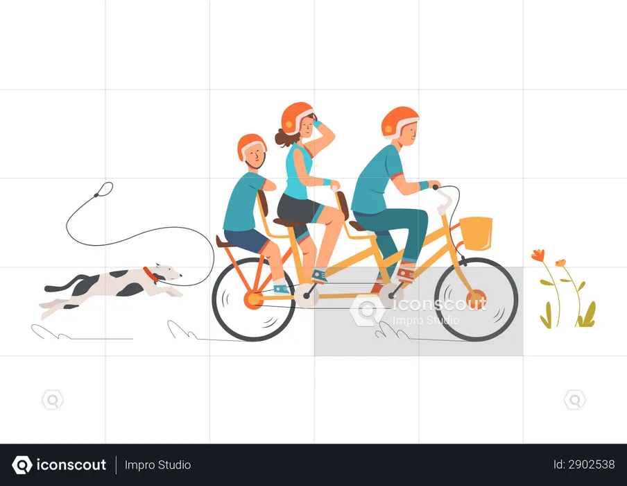 Family Biking  Illustration