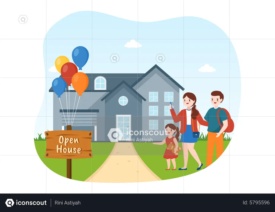 Family buying new home  Illustration