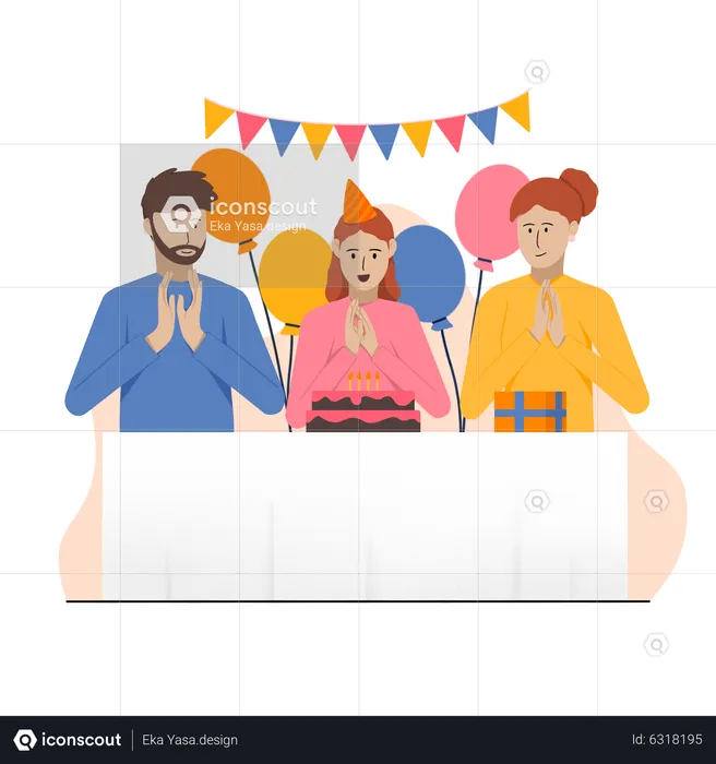 Family celebrating birthday  Illustration