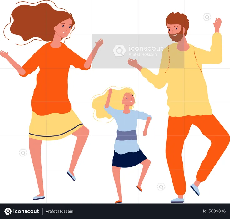 Family dancing  Illustration
