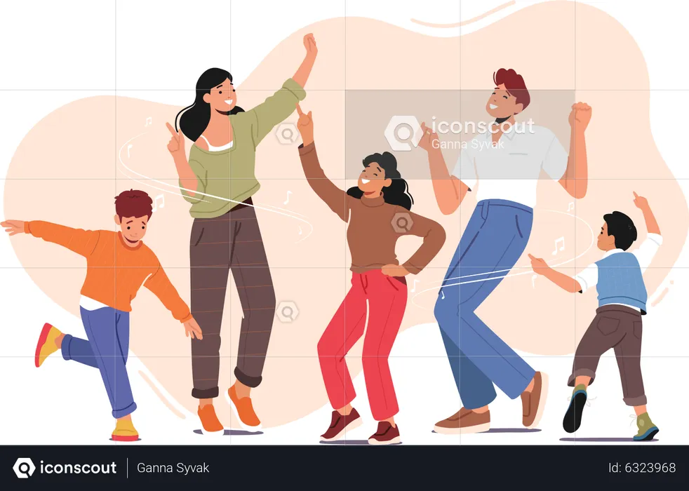 Family dancing in fun and rejoicing  Illustration