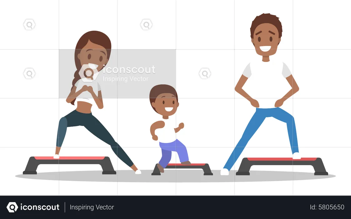Family doing exercise  Illustration