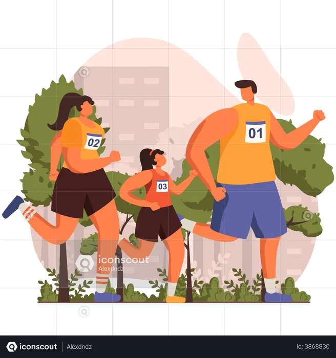 Family doing jogging  Illustration