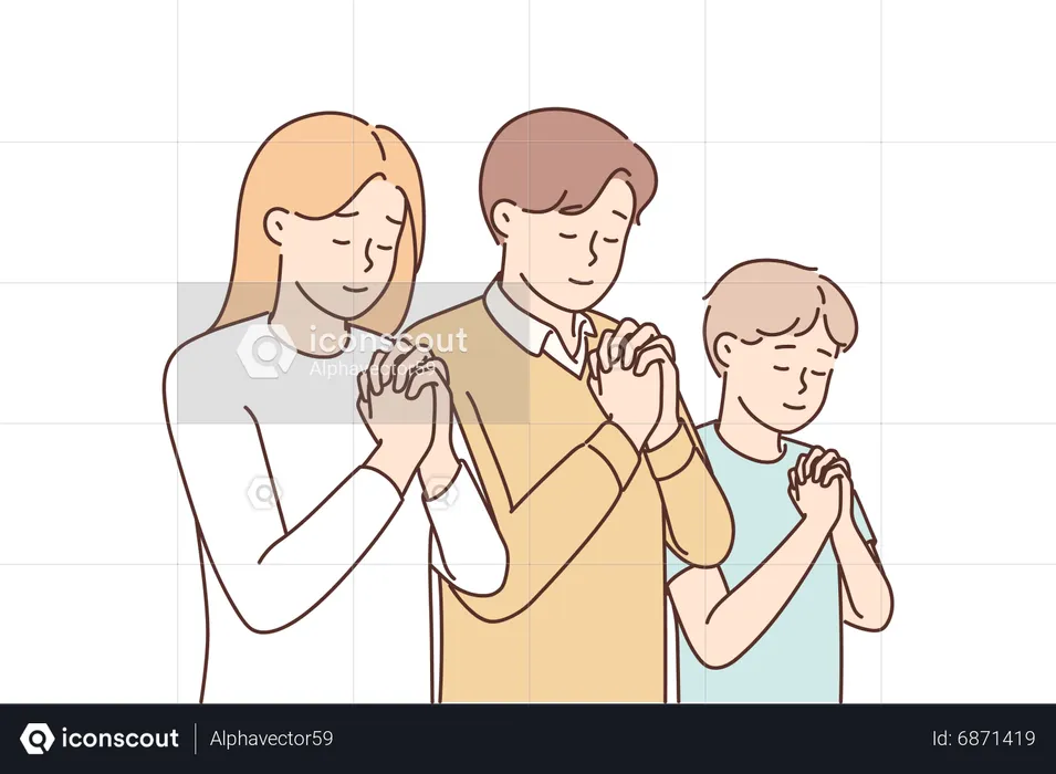Family doing prayer  Illustration