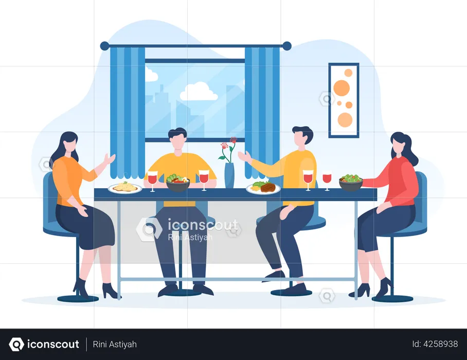Family Eating Healthy Food  Illustration