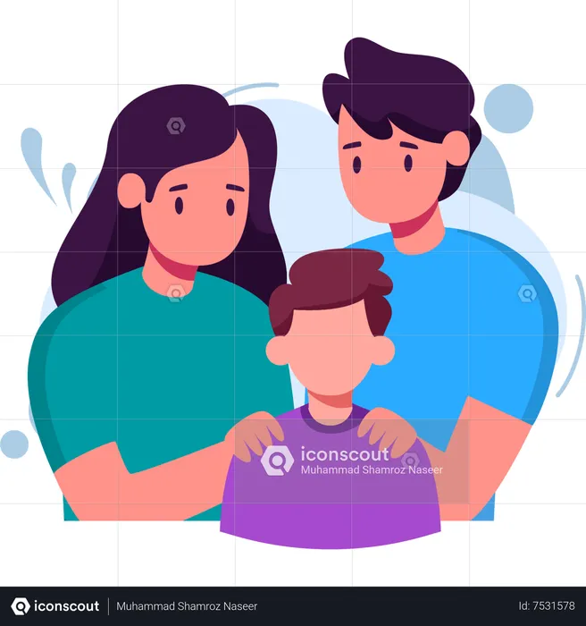 Family Embracing Love and Care  Illustration