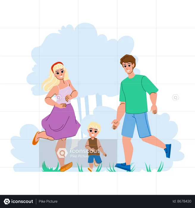 Family enjoying in outdoor  Illustration