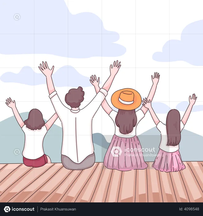 Family enjoying vacation  Illustration