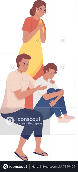 Family getting anxious while sitting together  Illustration