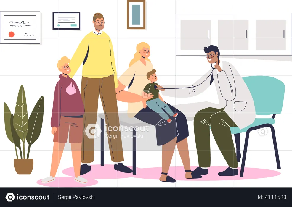 Family getting child diagnosed  Illustration