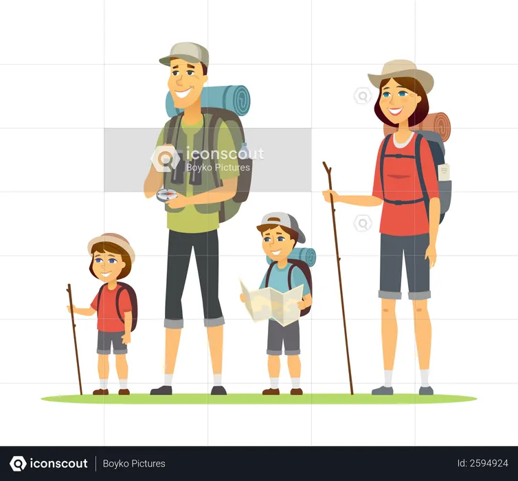Family going for camping  Illustration